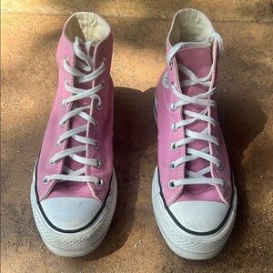 Converse Pink and White Canvas High-Top Sneakers